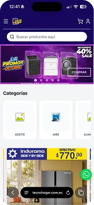 Tienda en línea de Tecnohogar en móvil